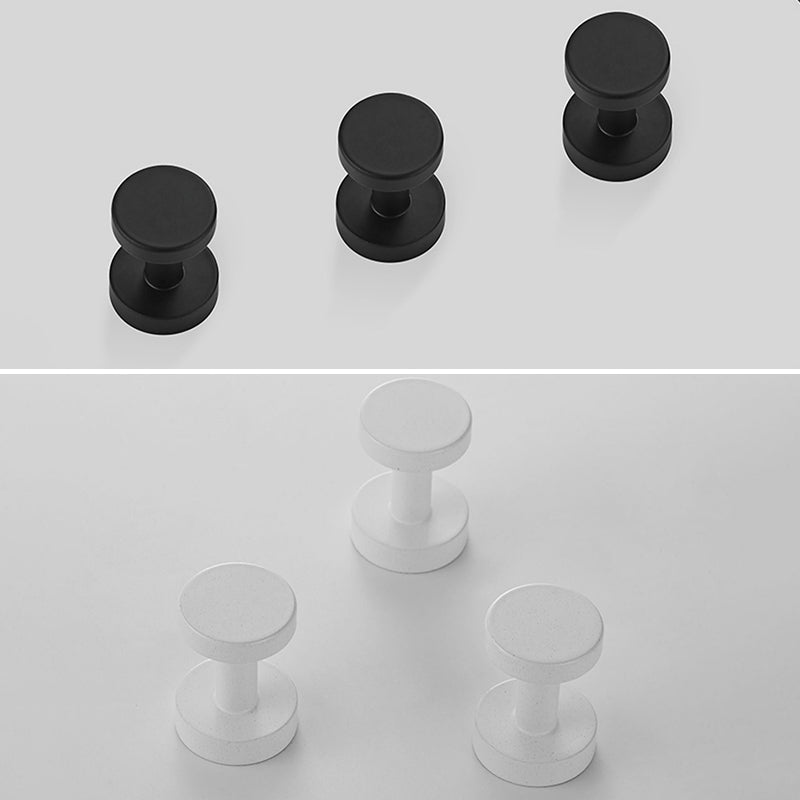 Modern 5-Piece Bathroom Accessory Set, Matte Black/White Robe Hooks