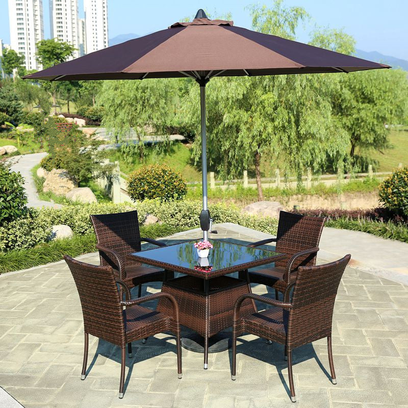 Tropical Rattan Patio Dining Chair with Arm Outdoors Dining Chairs