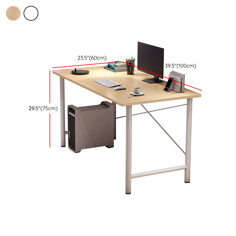 Rectangular Contemporary Office Desk Wooden Antique Finish Computer Desk with Metal Legs