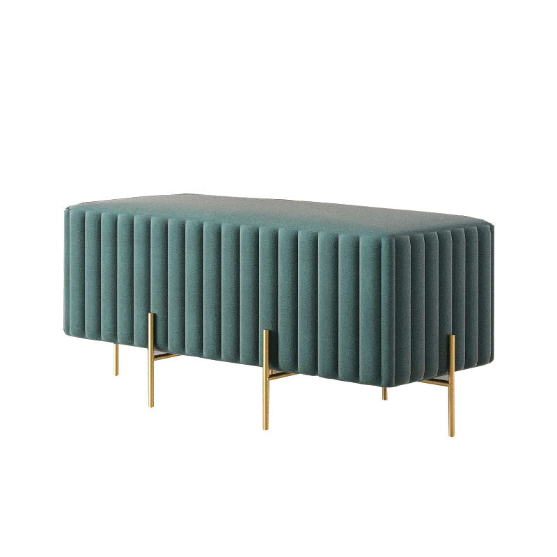 Glam Entryway Bench Cushioned Metal Seating Bench with Metal Legs