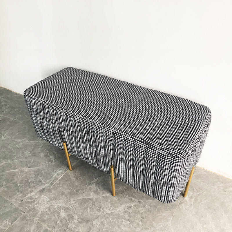 Glam Entryway Bench Cushioned Metal Seating Bench with Metal Legs