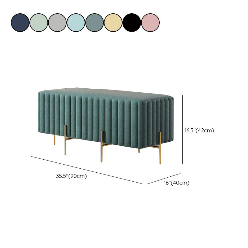 Glam Entryway Bench Cushioned Metal Seating Bench with Metal Legs