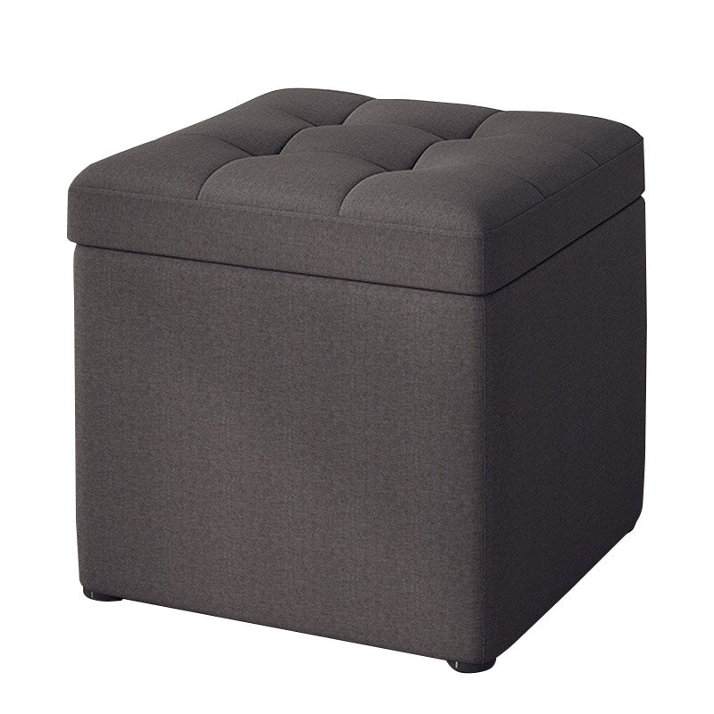 Modern Pouf Ottoman Cotton Upholstered Tufted Solid Color Square Ottoman with Storage