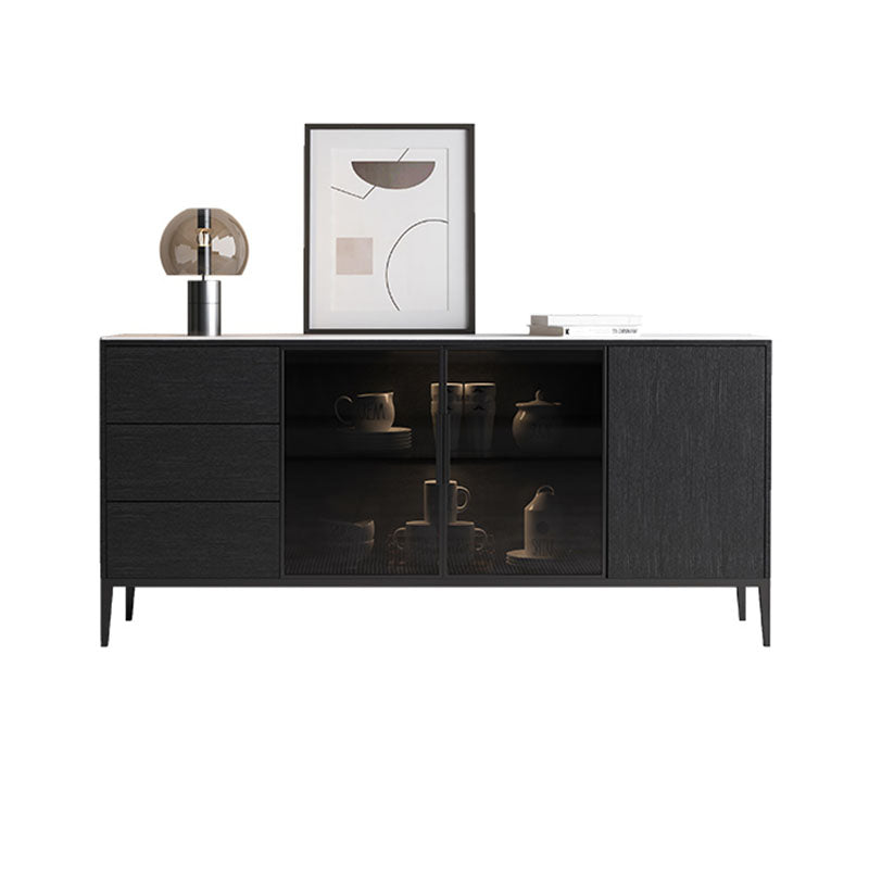 Modern Glass Doors Sideboard Buffet Living Room Sideboard , 15.7" W X 33.5" H