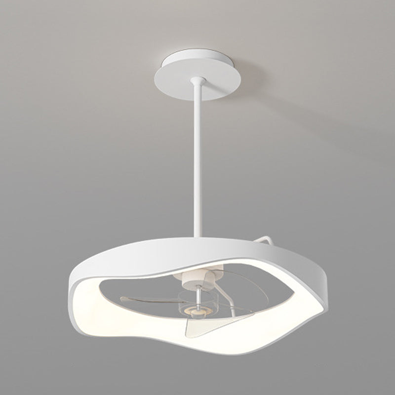 Modernism Single White Ceiling Fan Lamp LED Metal Ceiling Fan Light