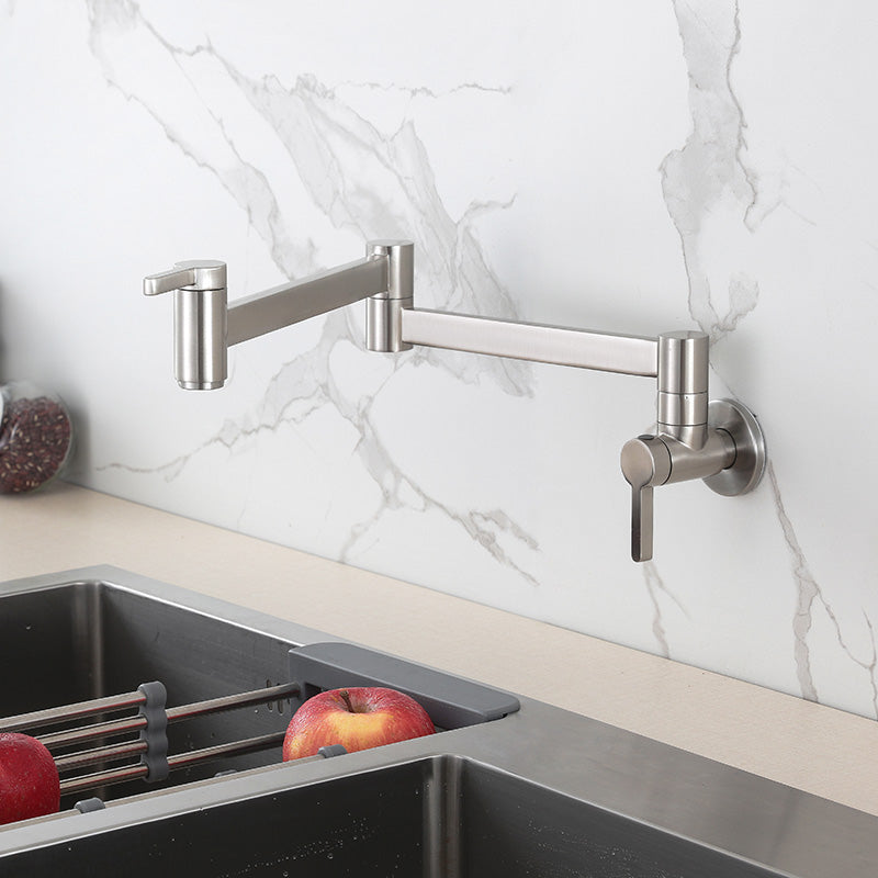 Modern Double Handle Wall Mounted Pot Filler Low Profile Filler