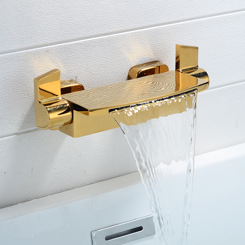 Modern Tub Spout Trim Copper Wall Mounted with Handshower Waterfall Bath Filler