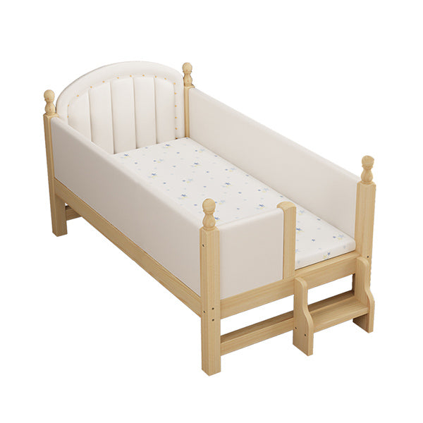 Wood Frame Nursery Bed White Baby Crib with Guardrails and Mattress