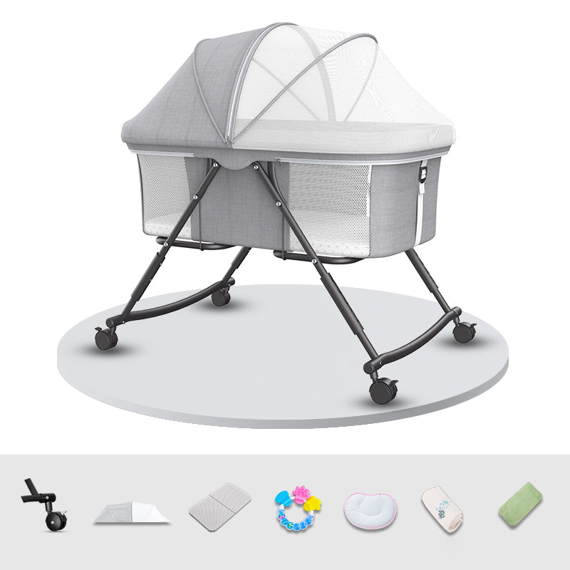 Modern Nursery Bed Metal Under Crib Storage Baby Crib with Casters