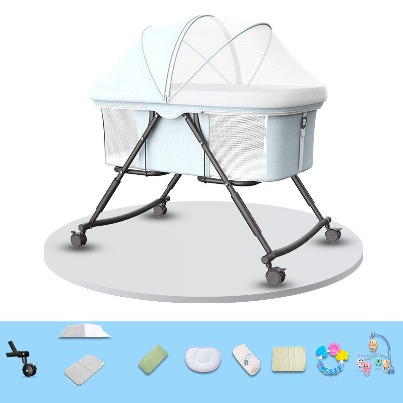 Modern Nursery Bed Metal Under Crib Storage Baby Crib with Casters