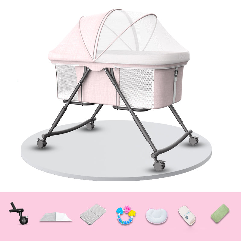 Modern Nursery Bed Metal Under Crib Storage Baby Crib with Casters