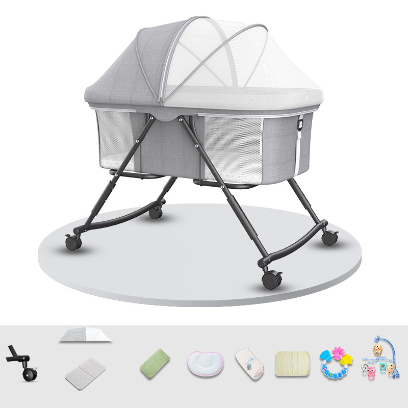 Modern Nursery Bed Metal Under Crib Storage Baby Crib with Casters