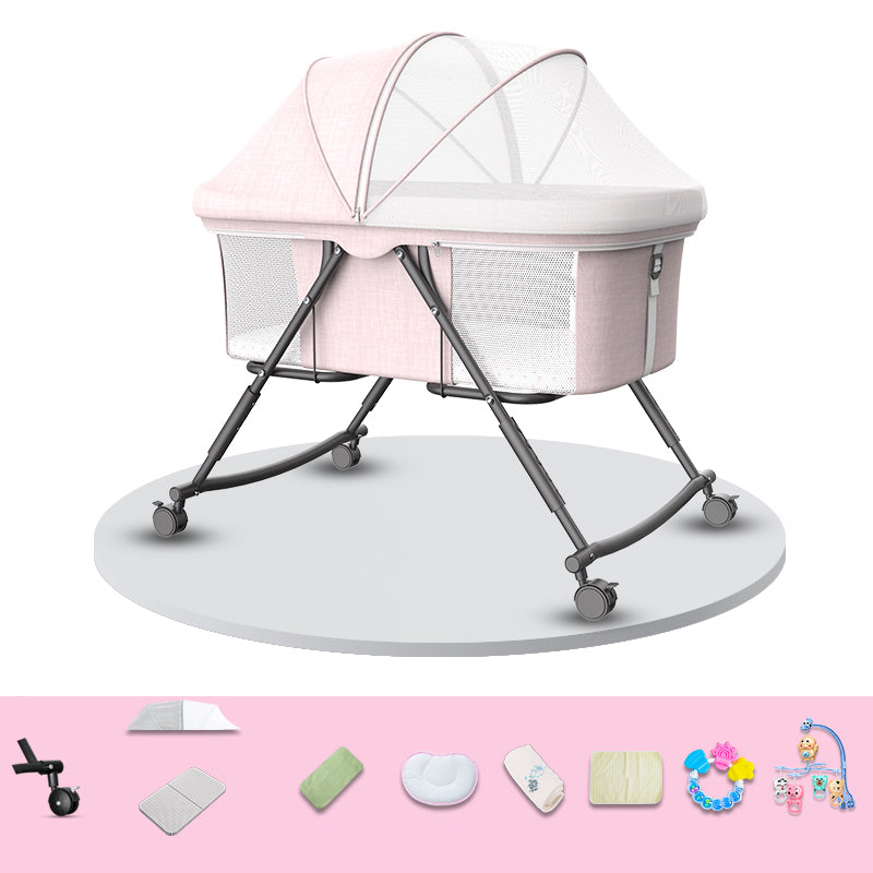 Modern Nursery Bed Metal Under Crib Storage Baby Crib with Casters