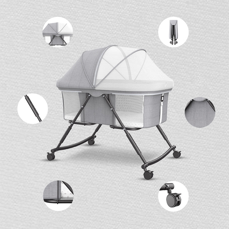 Modern Nursery Bed Metal Under Crib Storage Baby Crib with Casters