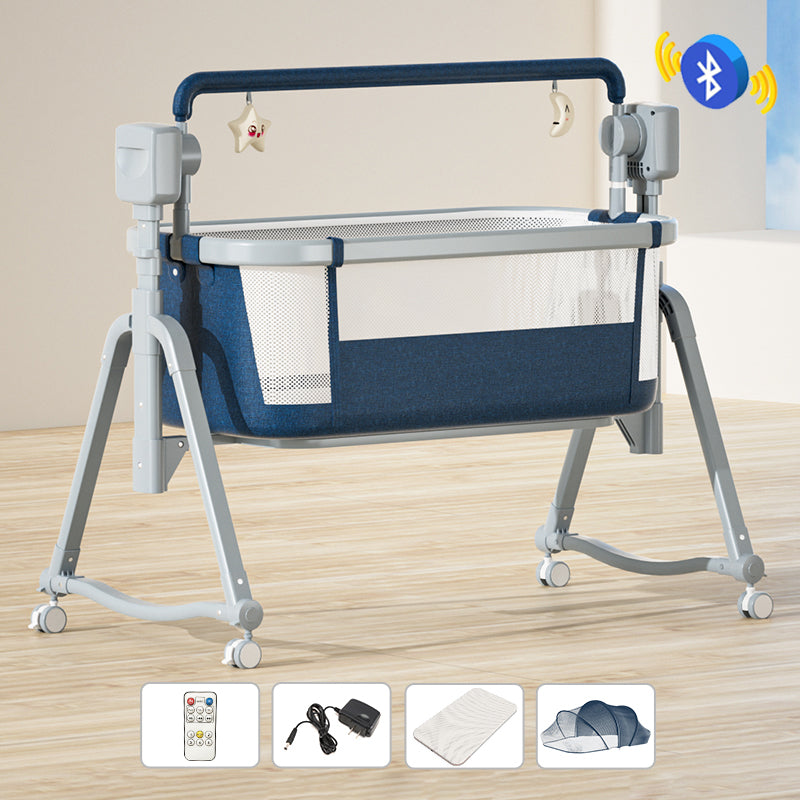 Rocking Crib Cradle Square Metal Cradle with Storage Shelf for Newborn