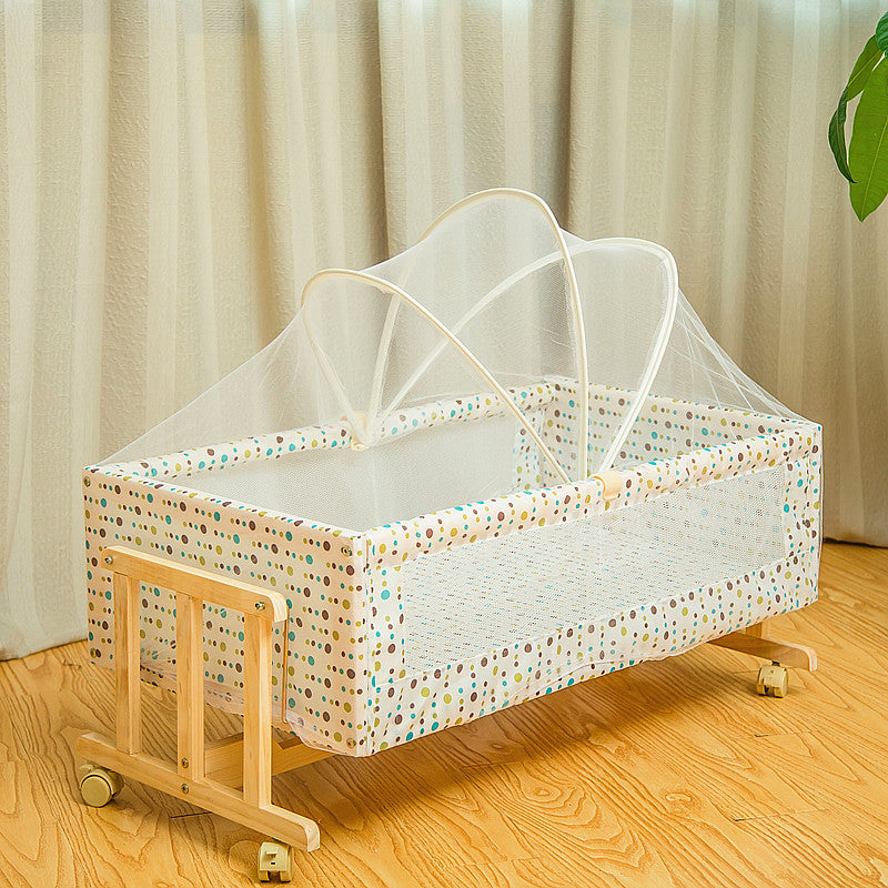 Solid Wood Rectangle Bassinet Rocking and Gliding Crib Cradle for Baby