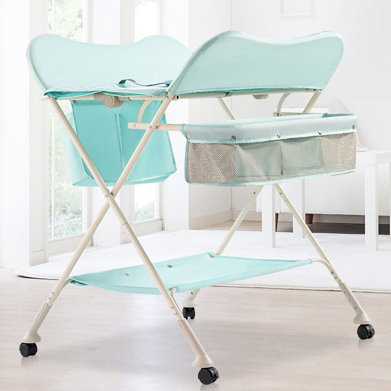 Flat Top Baby Changing Table Metal Changing Table with Shelf and Safety Rails