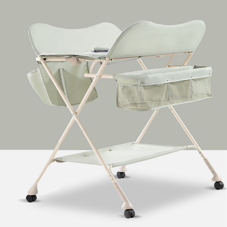 Flat Top Baby Changing Table Metal Changing Table with Shelf and Safety Rails