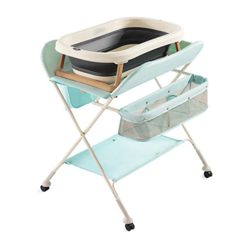 Flat Top Baby Changing Table Metal Changing Table with Shelf and Safety Rails