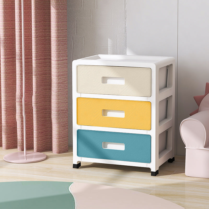 Modernism Vertical Kids Nightstand Plastic Nursery Dresser for Bedroom