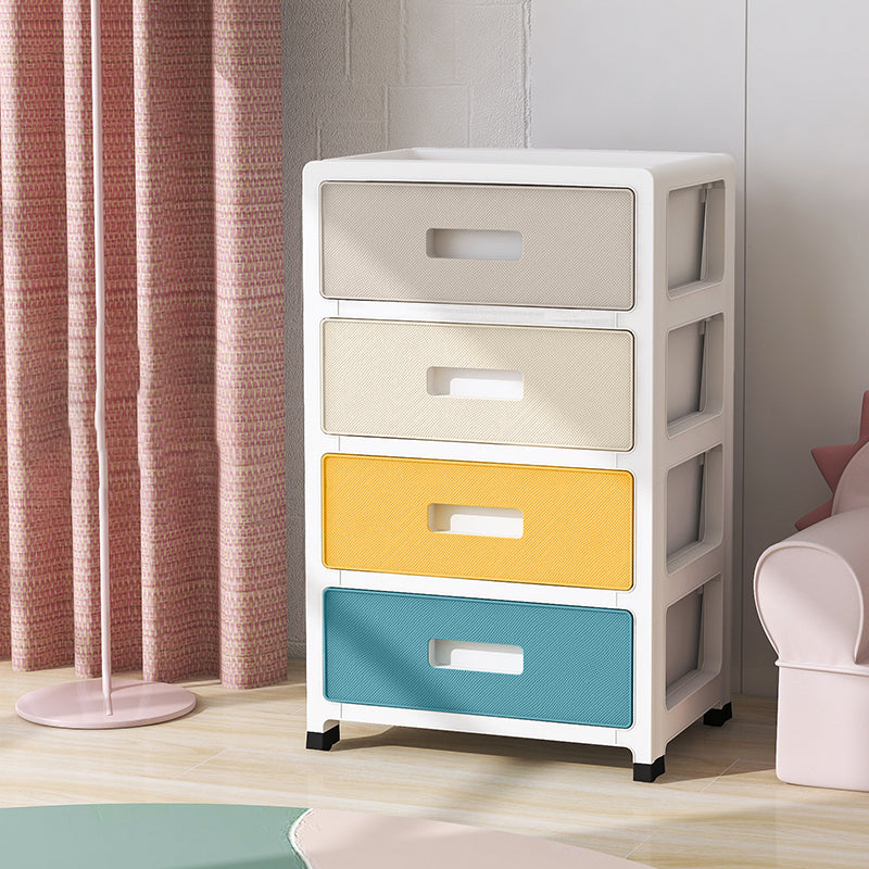 Modernism Vertical Kids Nightstand Plastic Nursery Dresser for Bedroom