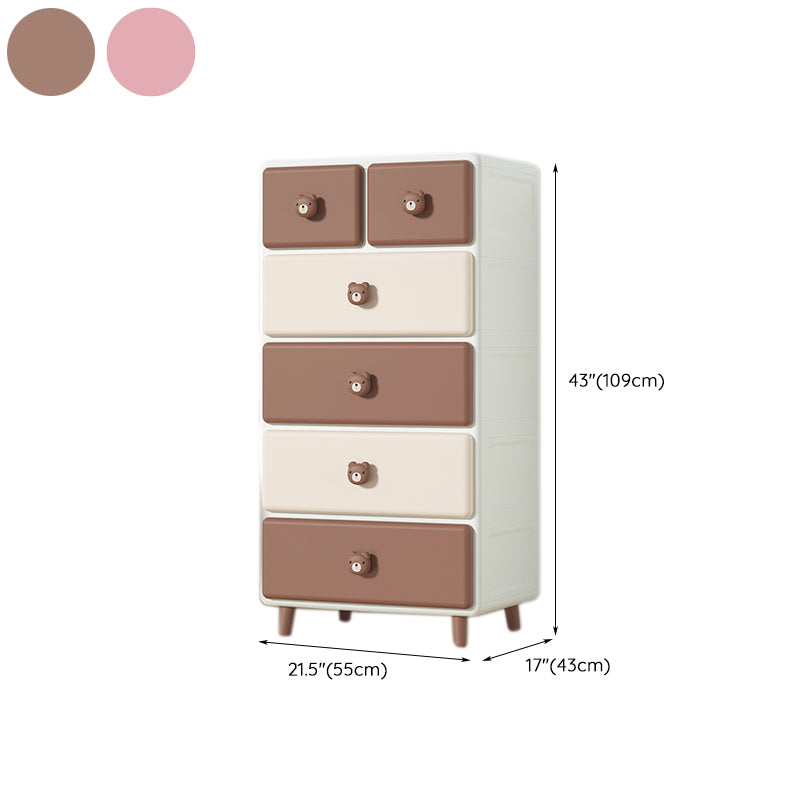 Modern Vertical Kids Nightstand Plastic Nursery Dresser for Home