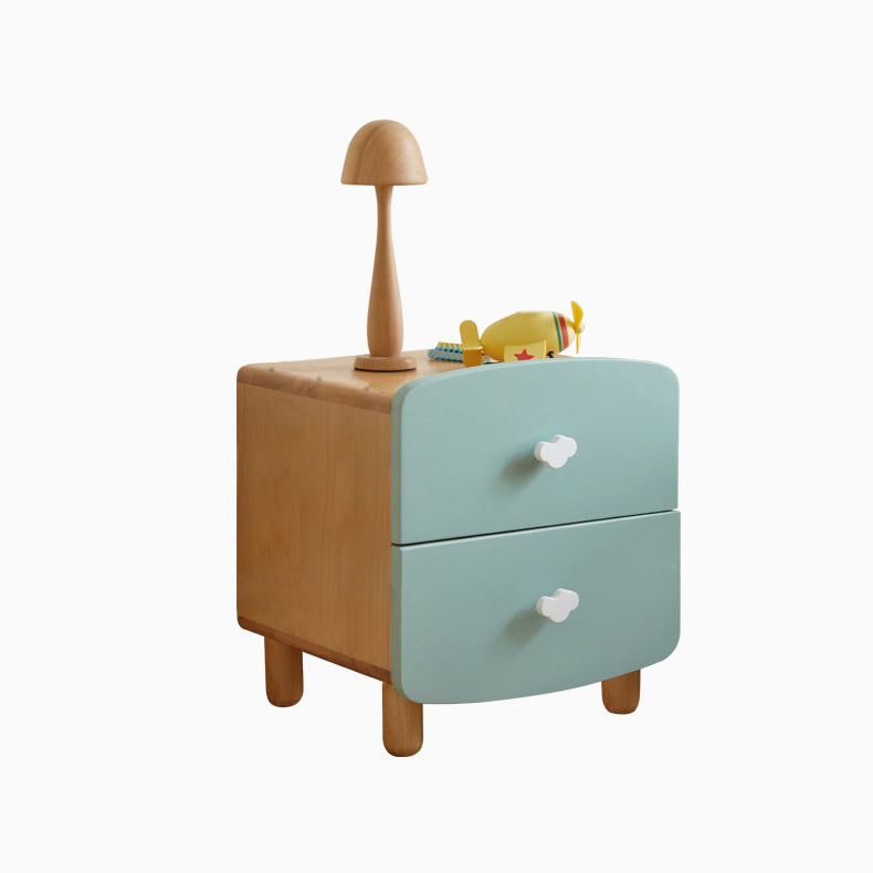 Youth Nightstand Manufactured Wood with 2 Drawers Neutral Kids Bedside Table