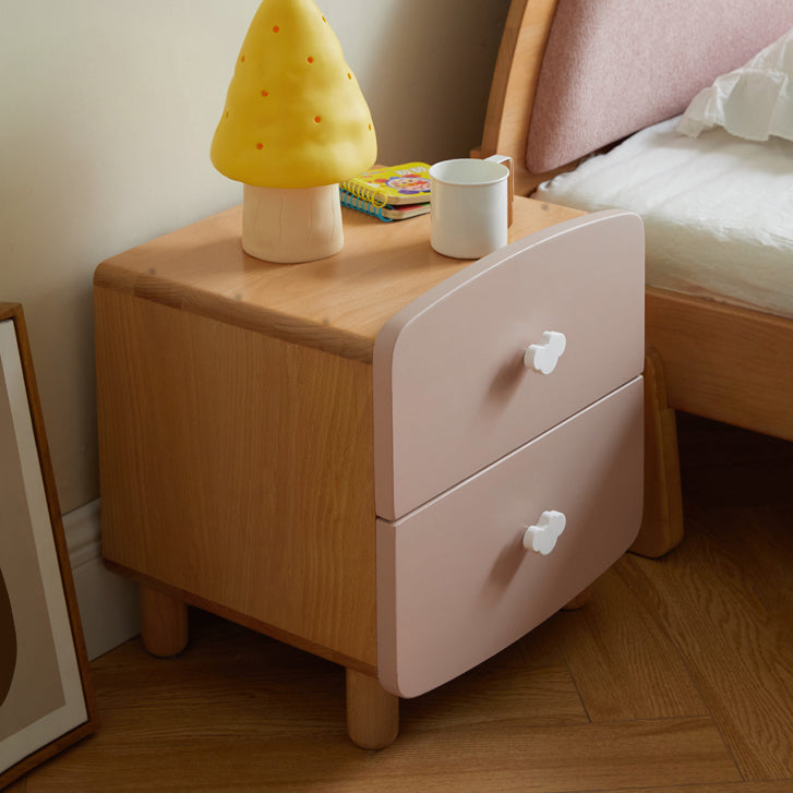 Youth Nightstand Manufactured Wood with 2 Drawers Neutral Kids Bedside Table