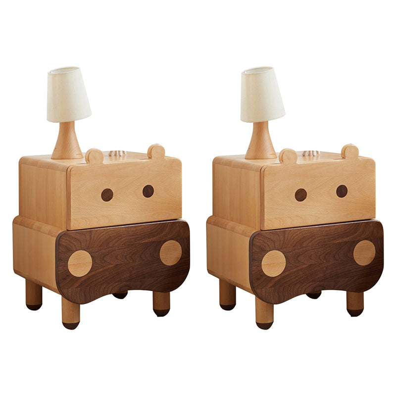 Drawer Standard Nightstand Solid Wood Animal Theme Kids Bedside Table