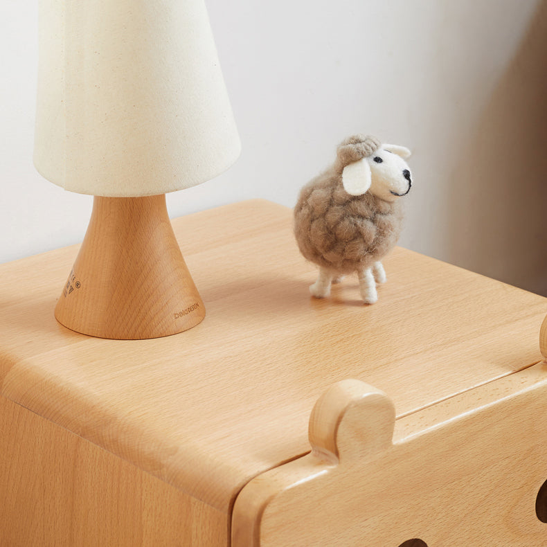 Drawer Standard Nightstand Solid Wood Animal Theme Kids Bedside Table