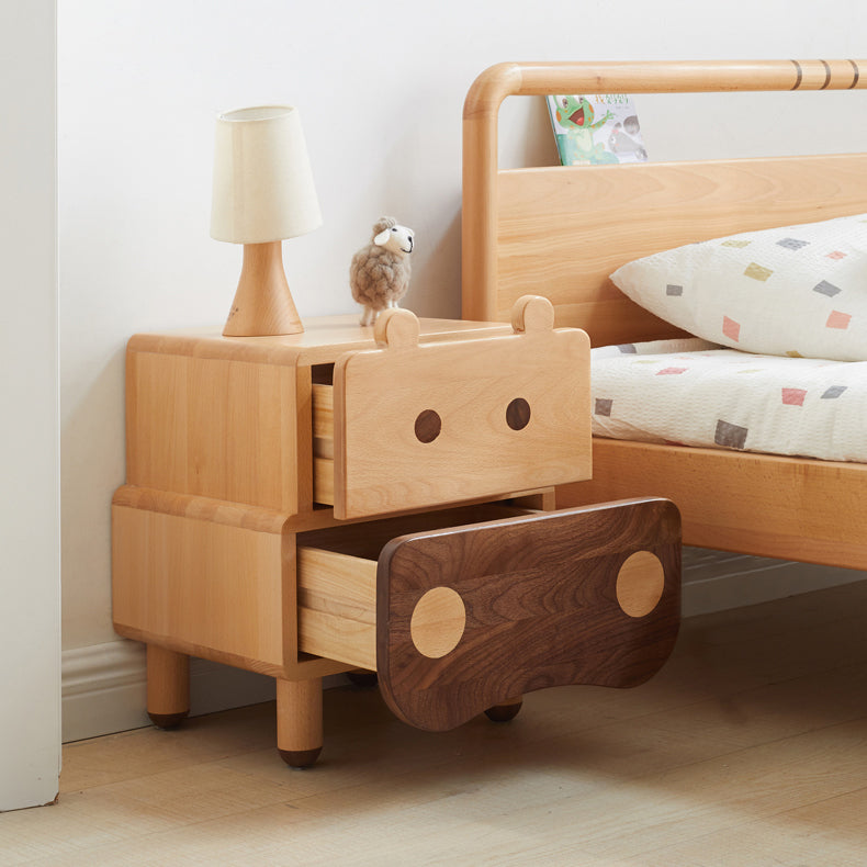 Drawer Standard Nightstand Solid Wood Animal Theme Kids Bedside Table