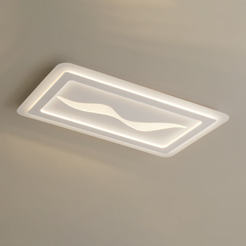 Modernism Flush Mount Rectangular Ceiling Mounted Fixture in White for Bedroom