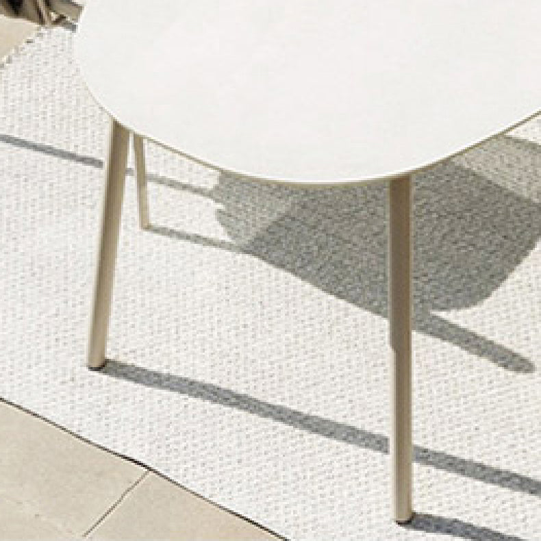 Modern Style Stone Courtyard Table Ellipse Shape Aluminum Base Dining Table