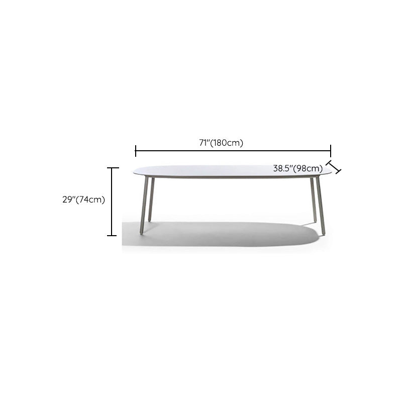 Modern Style Stone Courtyard Table Ellipse Shape Aluminum Base Dining Table