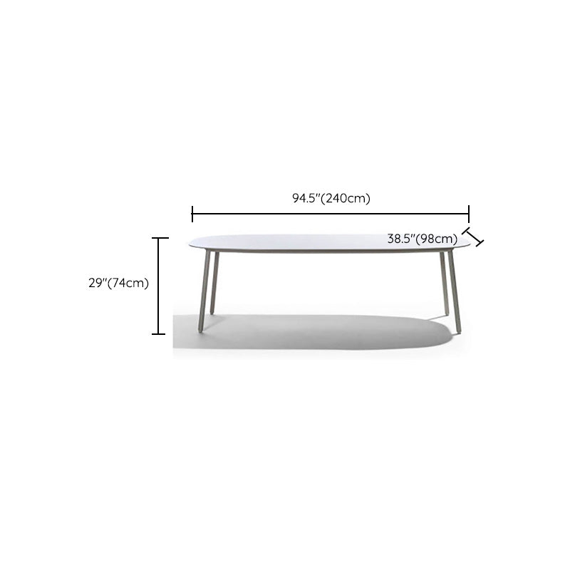 Modern Style Stone Courtyard Table Ellipse Shape Aluminum Base Dining Table