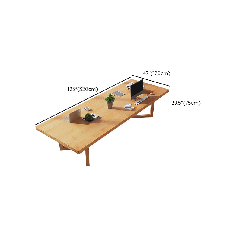 Solid Wood Task Desk Rectangular Shape Office Desk with 2-Legs