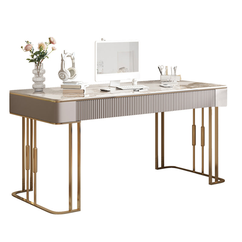 Simple Style Gold Base Office Desk Rectangular Home Writing Desk