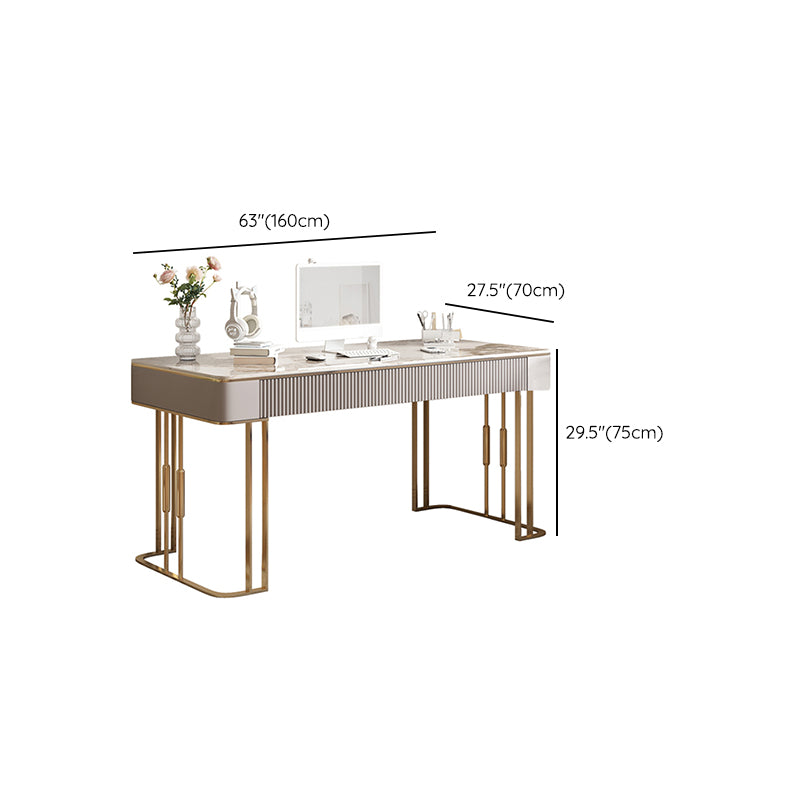 Simple Style Gold Base Office Desk Rectangular Home Writing Desk