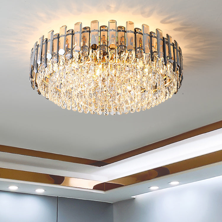 Modern Ceiling Lamp Household Flush Mount Light Fixture with Crystal Shade for Bedroom