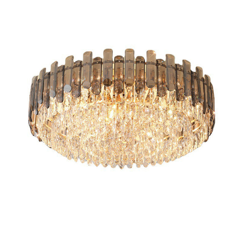 Modern Ceiling Lamp Household Flush Mount Light Fixture with Crystal Shade for Bedroom