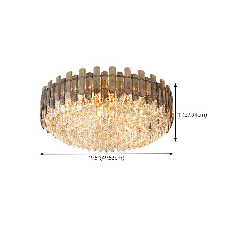 Modern Ceiling Lamp Household Flush Mount Light Fixture with Crystal Shade for Bedroom