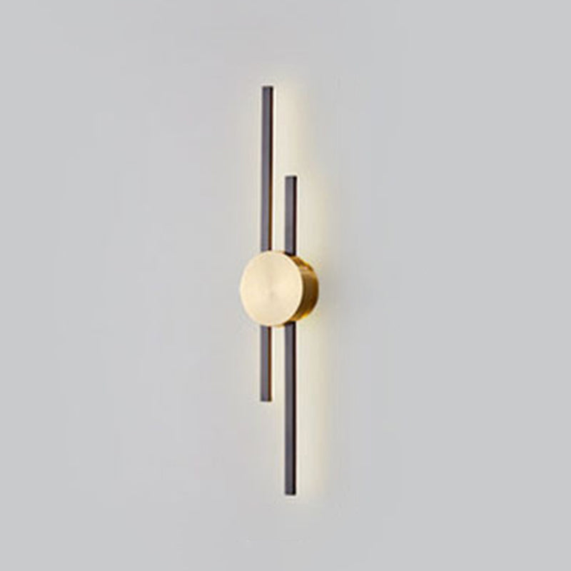 Linear Wall Mounted Fixture Solid Brass 2 / 3 - Light Wall Sconce in Black & Gold