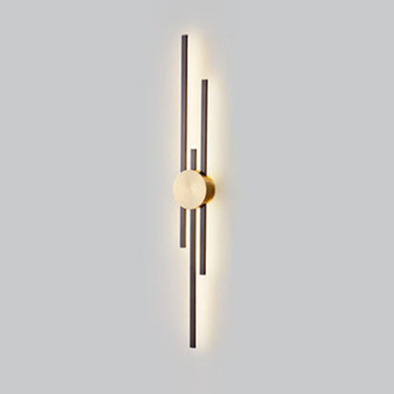 Linear Wall Mounted Fixture Solid Brass 2 / 3 - Light Wall Sconce in Black & Gold