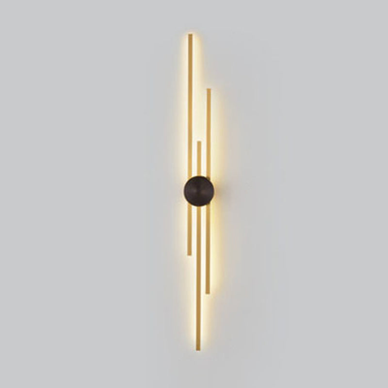 Linear Wall Mounted Fixture Solid Brass 2 / 3 - Light Wall Sconce in Black & Gold