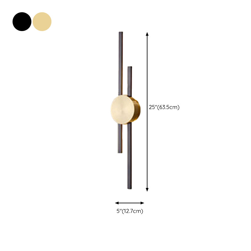 Linear Wall Mounted Fixture Solid Brass 2 / 3 - Light Wall Sconce in Black & Gold