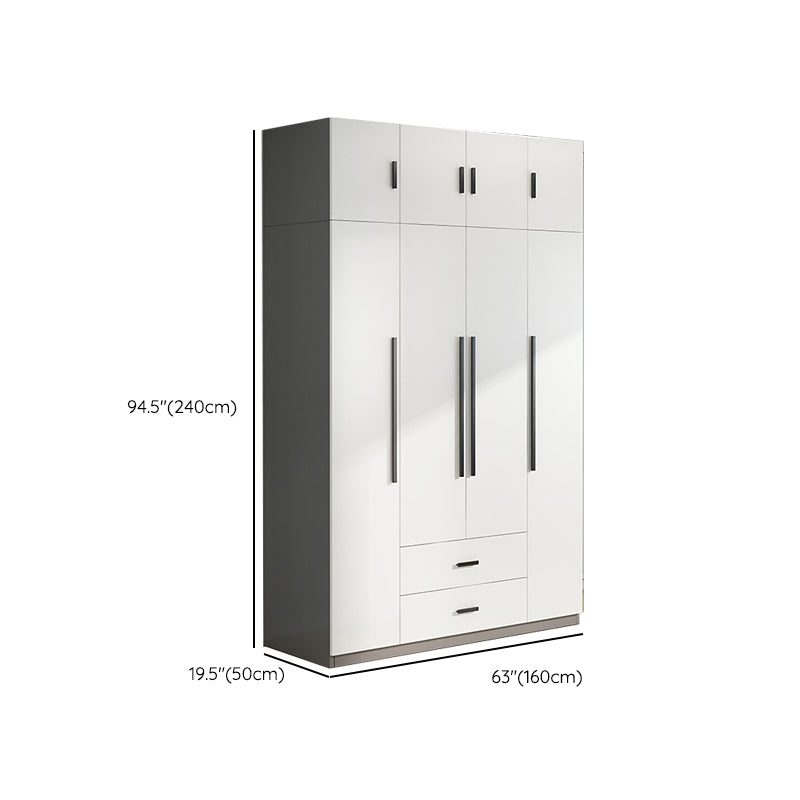 Wooden High Gloss Coat Locker in White 2-Drawer Kid's Wardrobe