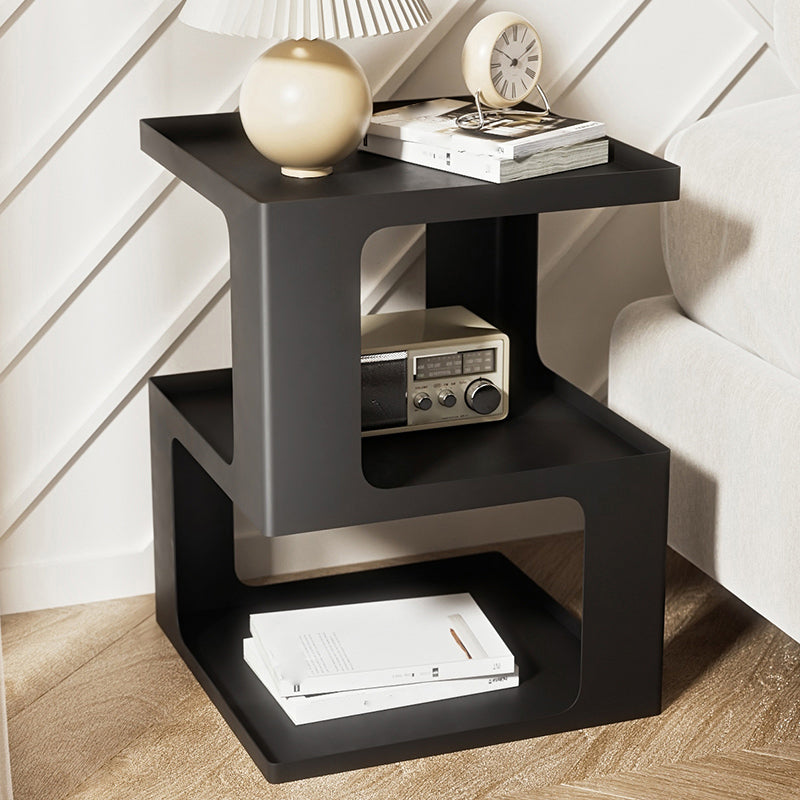 Contemporary Metal Bedside Cabinet Open Storage Accent Table Nightstand for Bedroom