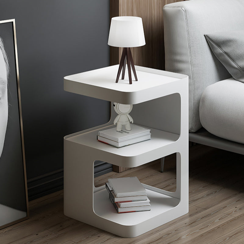 Contemporary Metal Bedside Cabinet Open Storage Accent Table Nightstand for Bedroom