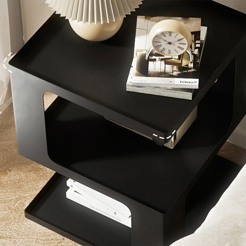 Contemporary Metal Bedside Cabinet Open Storage Accent Table Nightstand for Bedroom