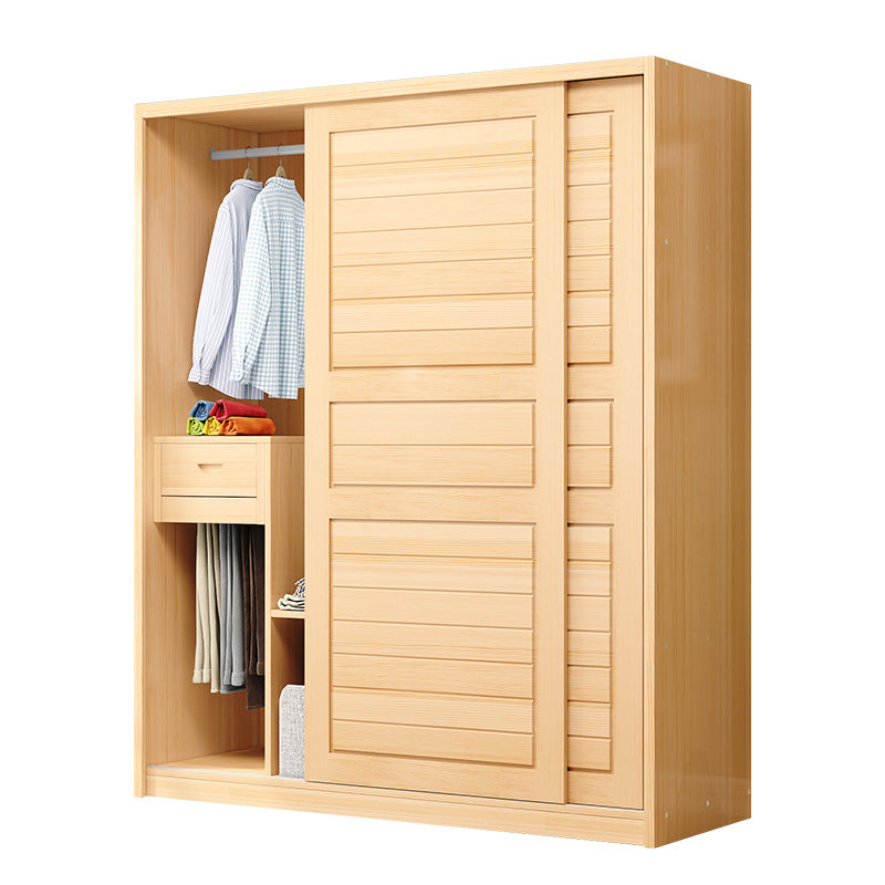 Natural Modern Kid's Wardrobe 1-Drawer High Gloss Bedroom Armoire